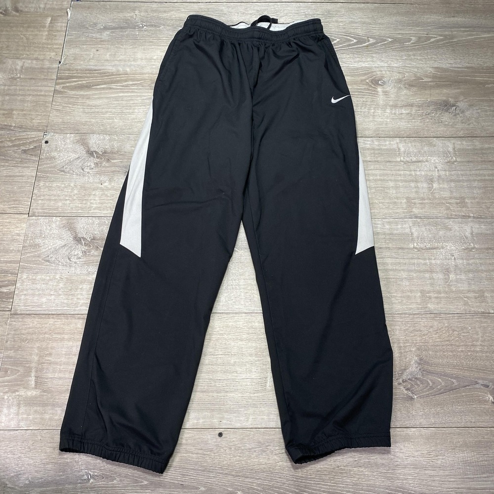 Nike Performance Track Pants Men's Large Baggy Black Gray Stripe Y2K Malaysia